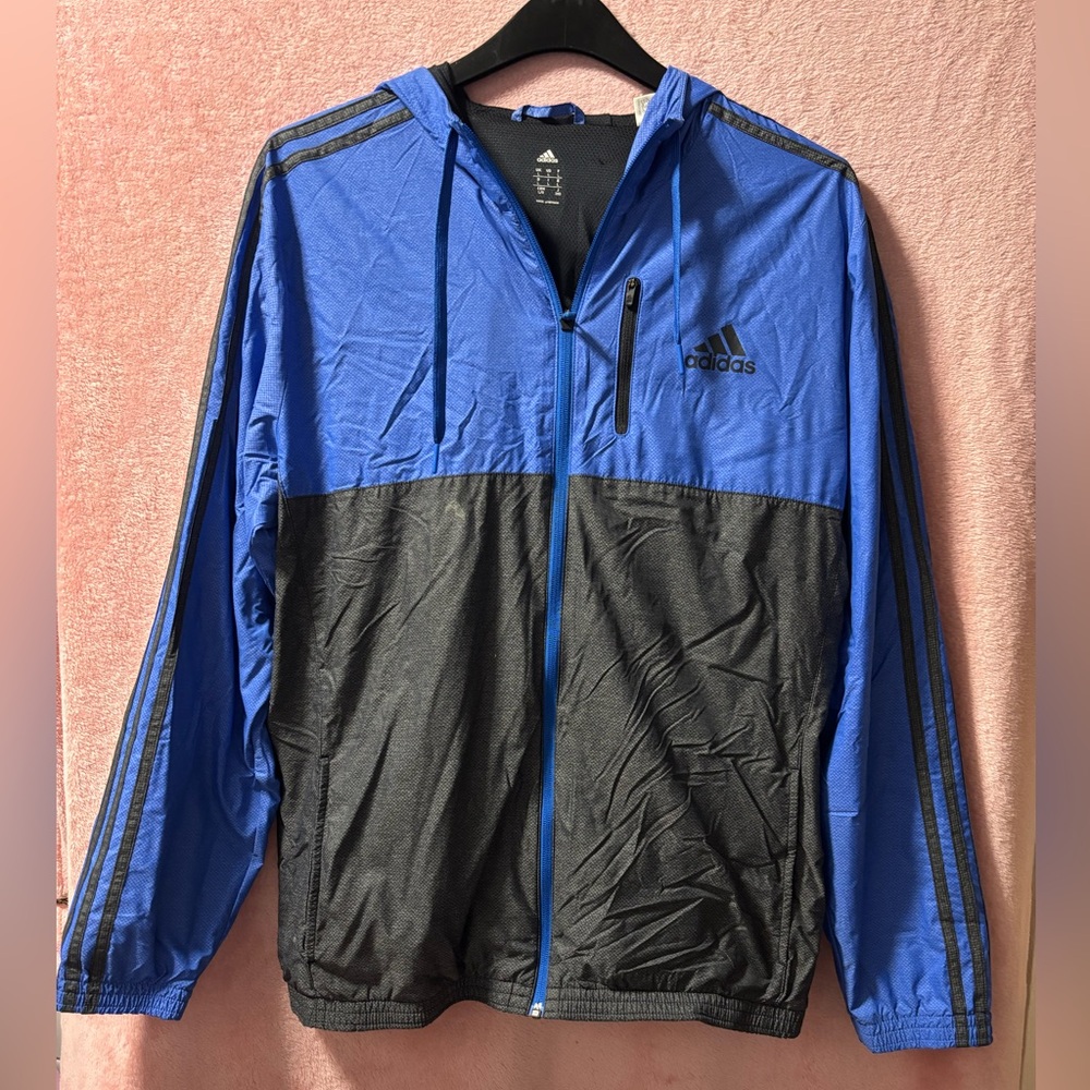 Adidas Men's Windbreaker in Blue and Black